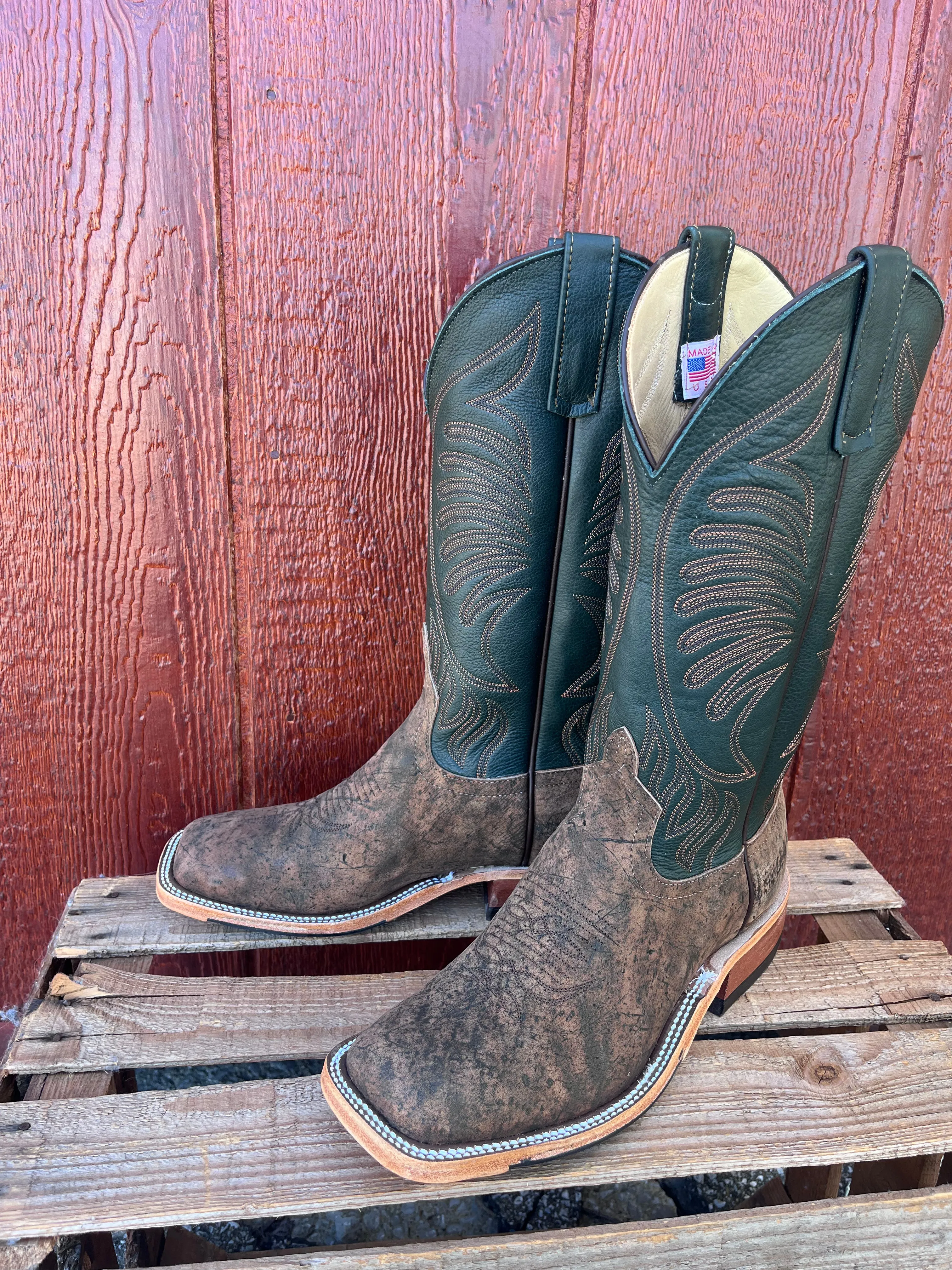 Anderson Bean Men's 13" Rust Safari Giraffe Ivies Square Toe Cowboy Boots 340712