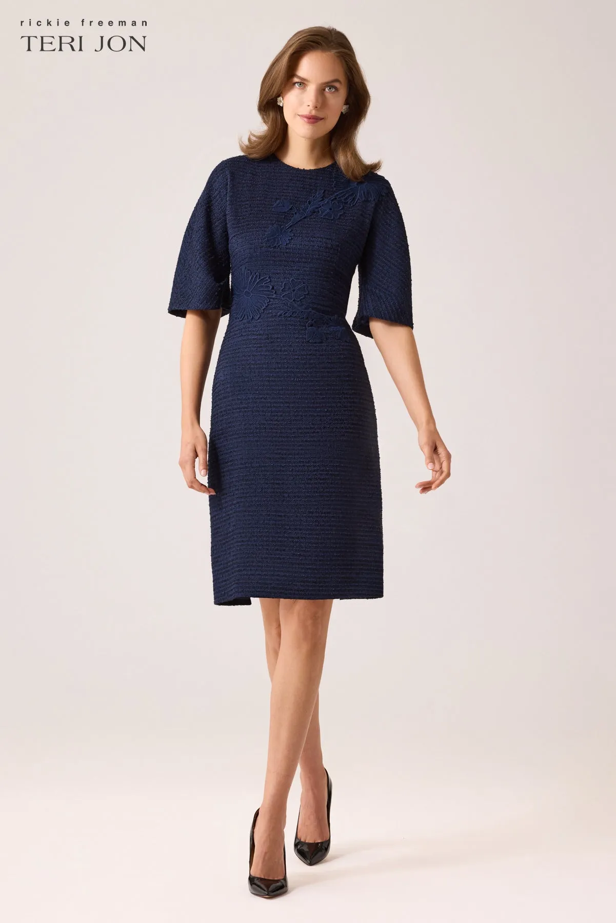 Boucle Balloon Sleeve Dress