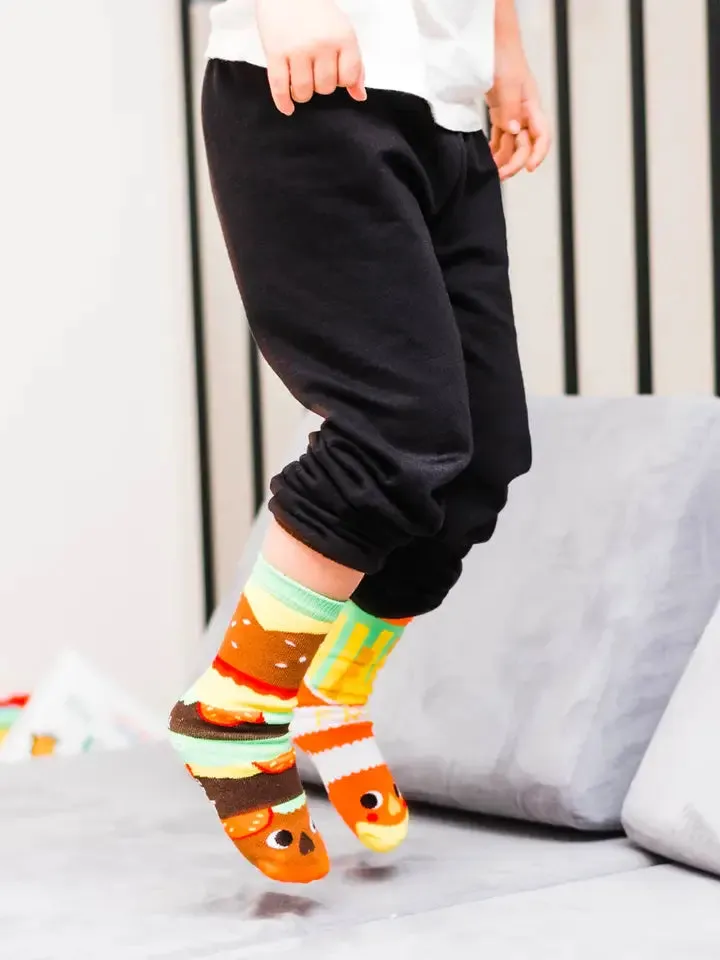 Burger and Fries | Kids Socks | Mismatched Fun Socks