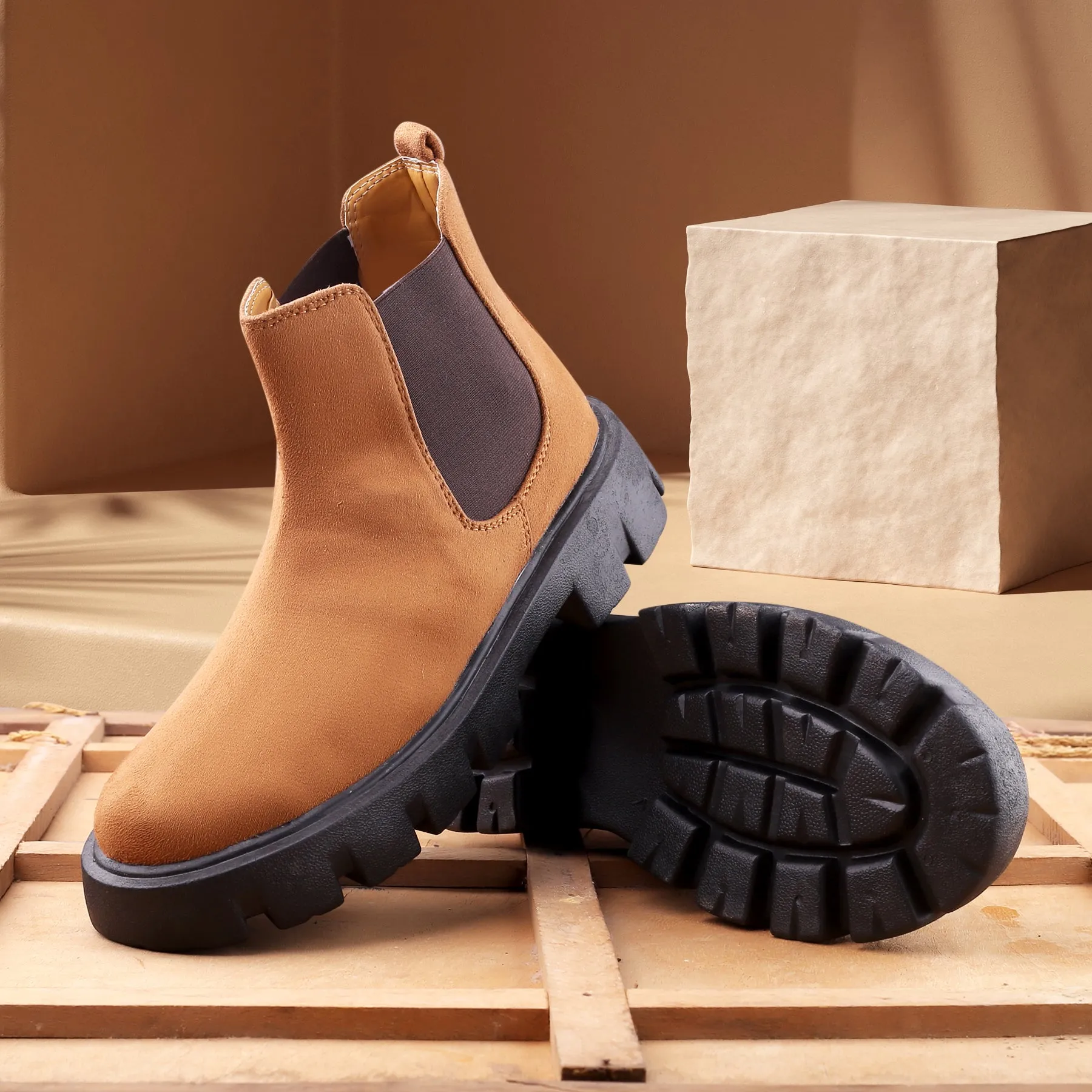 Bxxy's Vegan Suede Ultra Comfortable Slip-on Boots for Men