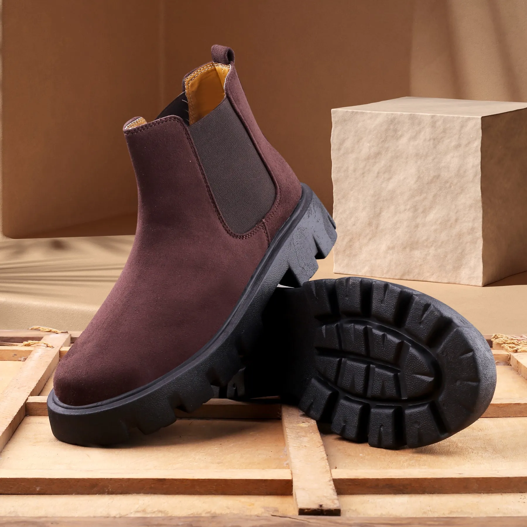 Bxxy's Vegan Suede Ultra Comfortable Slip-on Boots for Men