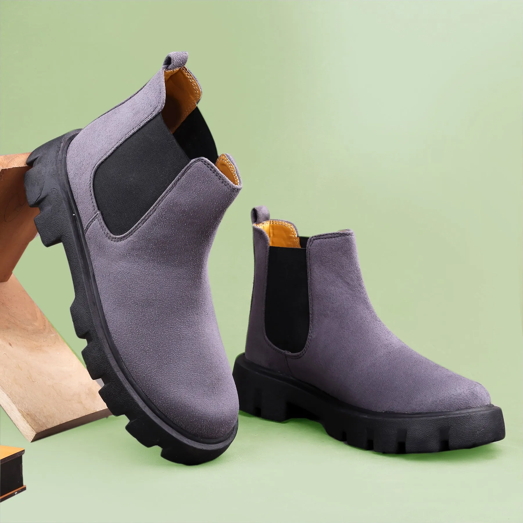 Bxxy's Vegan Suede Ultra Comfortable Slip-on Boots for Men