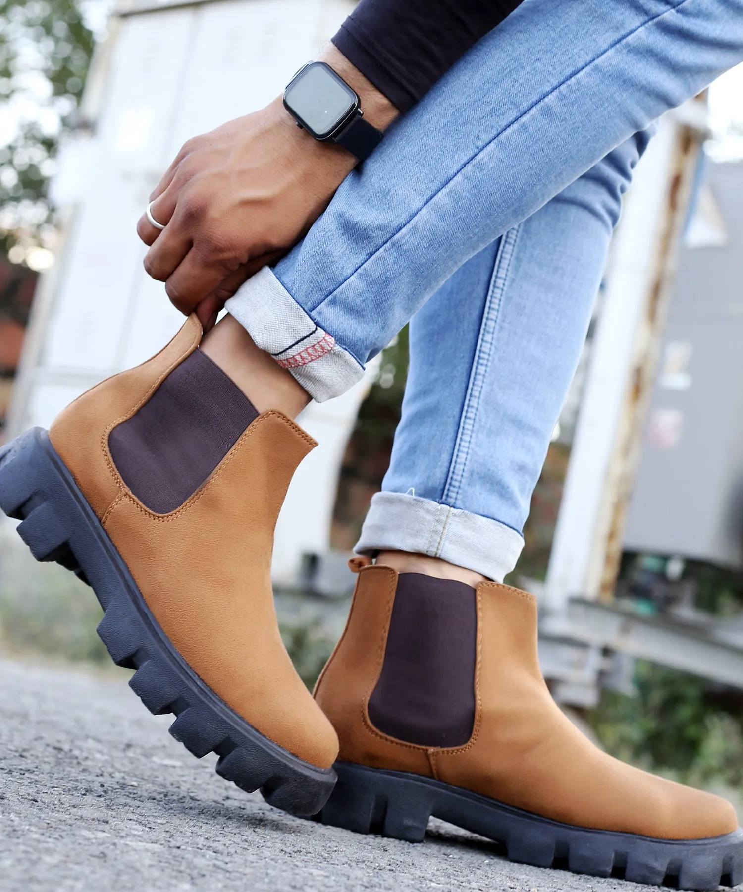 Bxxy's Vegan Suede Ultra Comfortable Slip-on Boots for Men