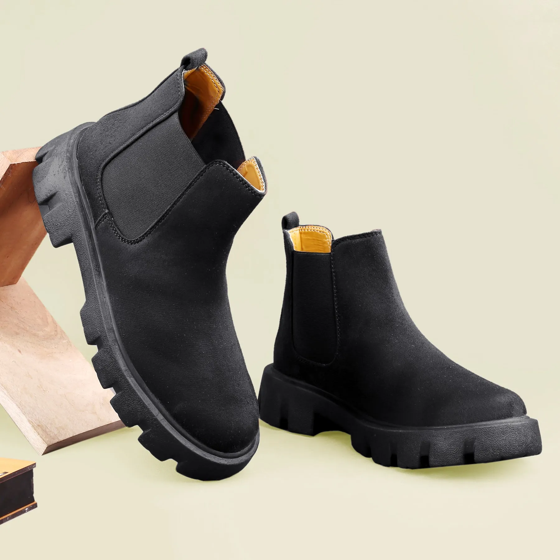 Bxxy's Vegan Suede Ultra Comfortable Slip-on Boots for Men