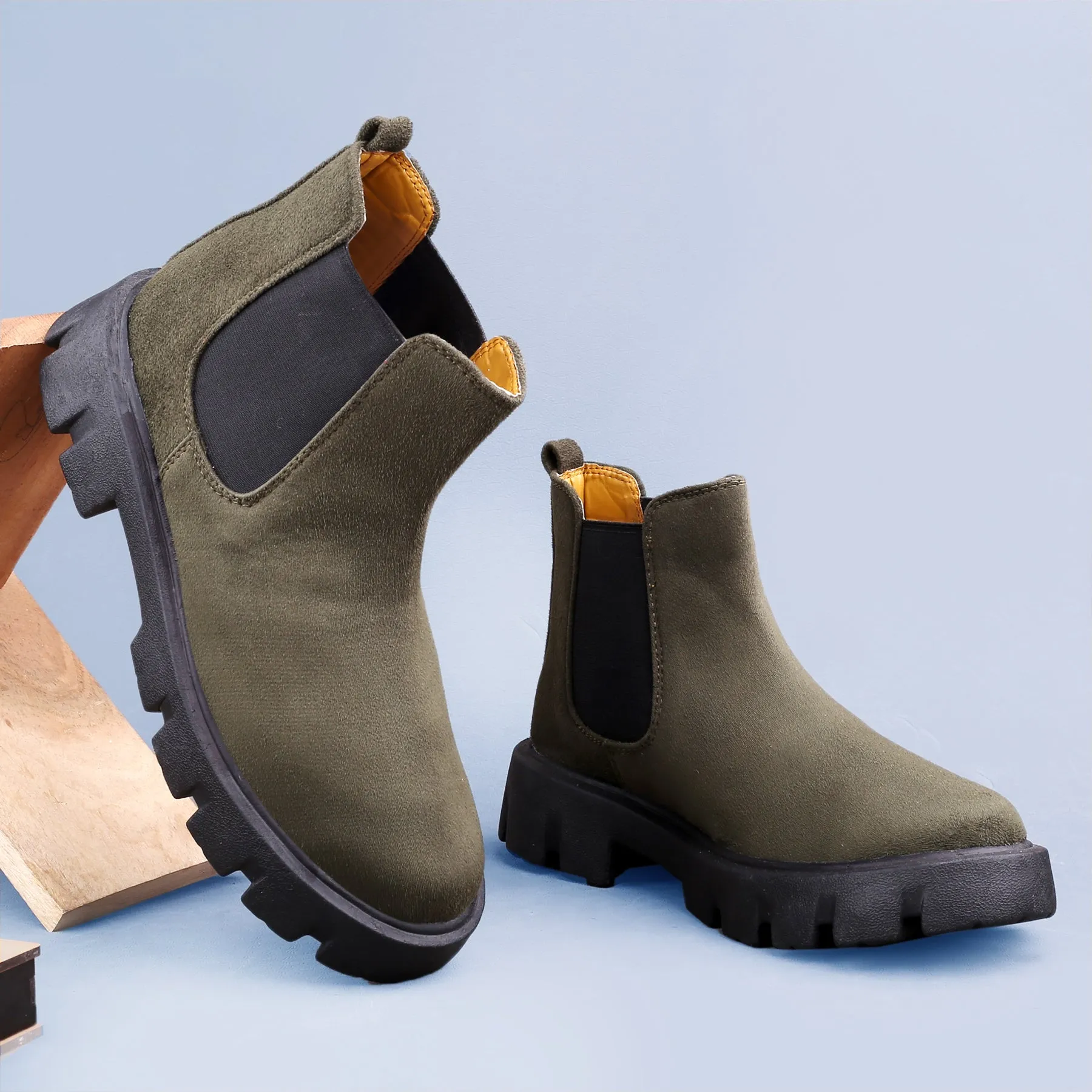 Bxxy's Vegan Suede Ultra Comfortable Slip-on Boots for Men