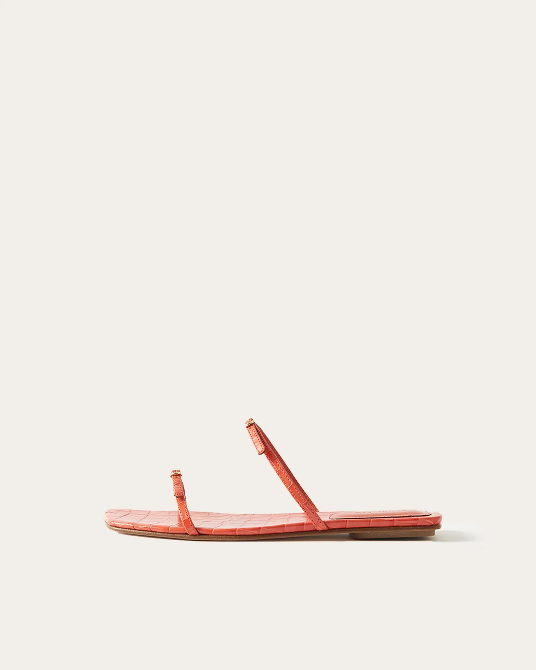 Clara Sandals Leather Emboss Croc Orange