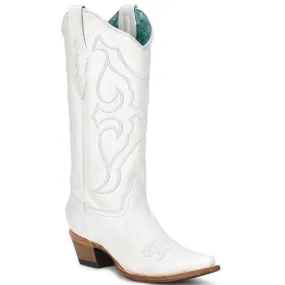 Corral Women's 13" White Embroidery Snip Toe Western Boot