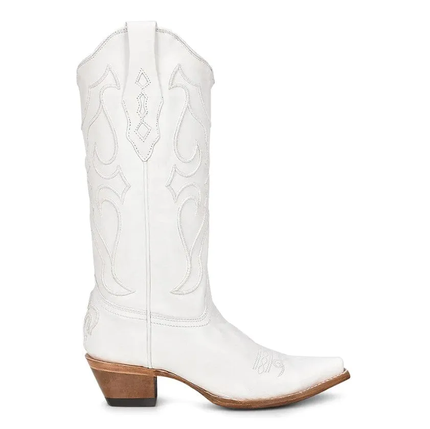 Corral Women's 13" White Embroidery Snip Toe Western Boot