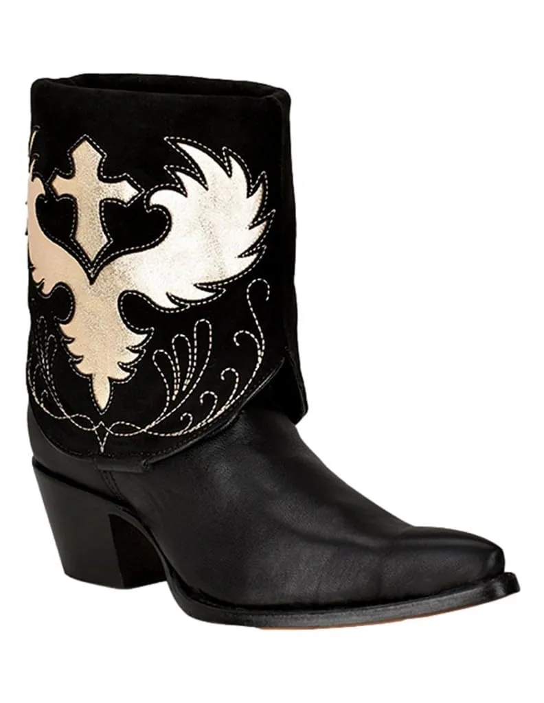 Corral Women's 14.5" Wing & Cross Convertible Black Pointed Toe Western Bootie