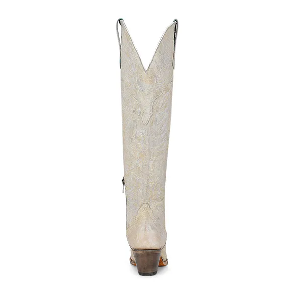 Corral Women's 20" Over The Knee Distressed White Snip Toe Western Boot