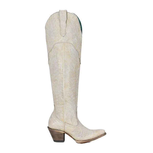 Corral Women's 20" Over The Knee Distressed White Snip Toe Western Boot