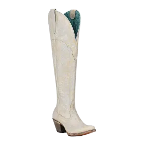 Corral Women's 20" Over The Knee Distressed White Snip Toe Western Boot