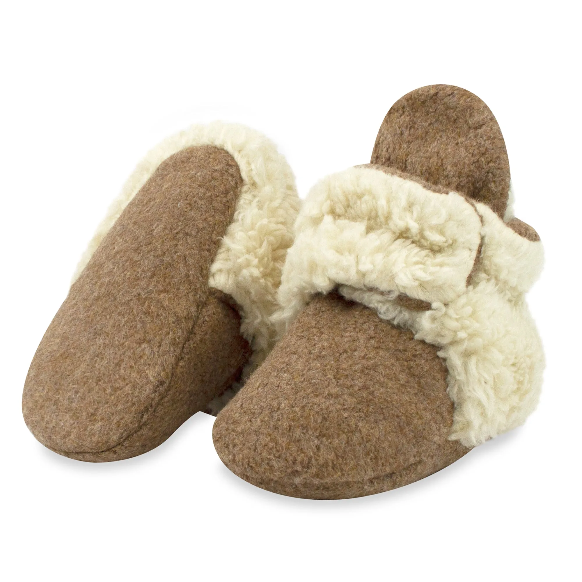 Cozie Furry Gripper Baby Booties - Heather Mocha