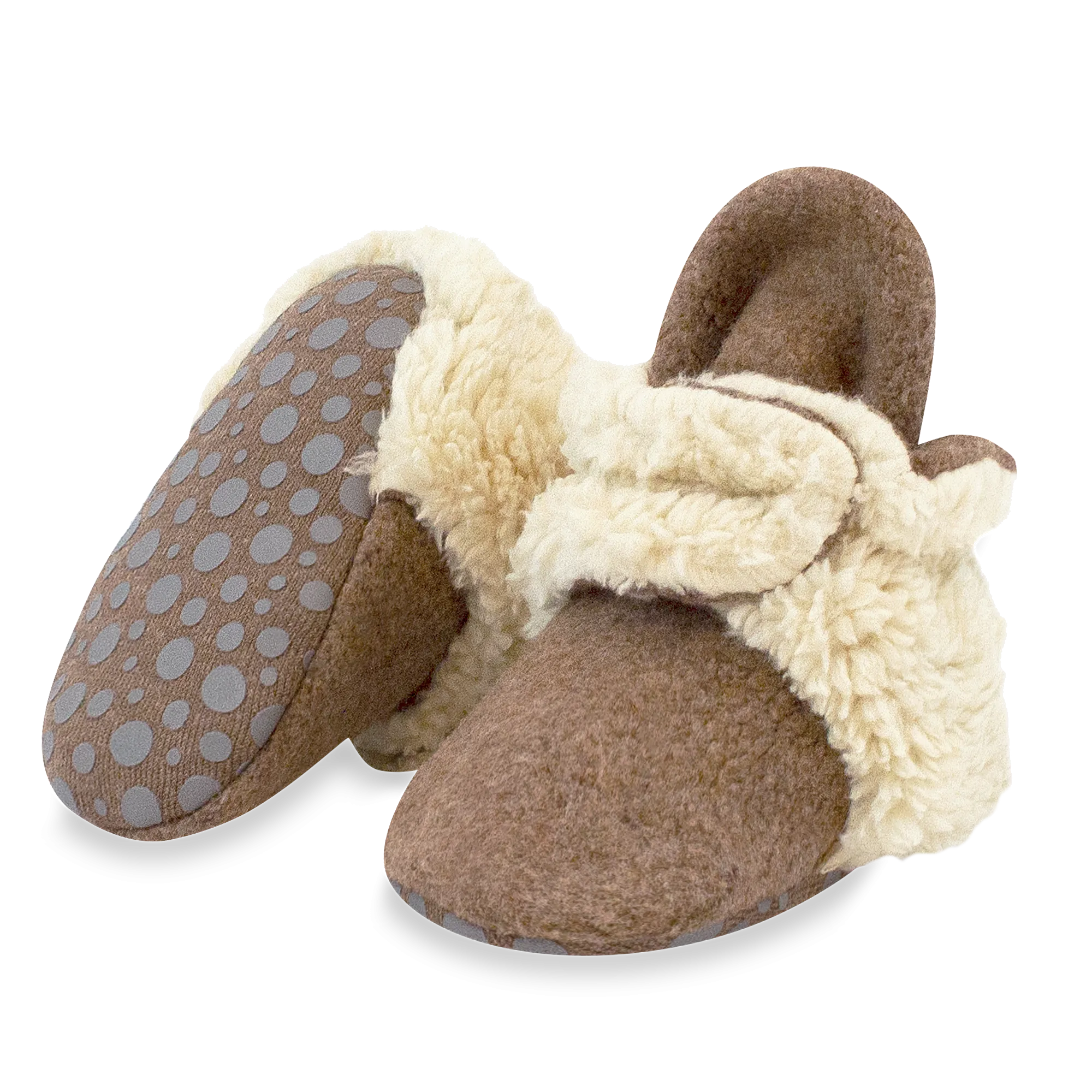 Cozie Furry Gripper Baby Booties - Heather Mocha