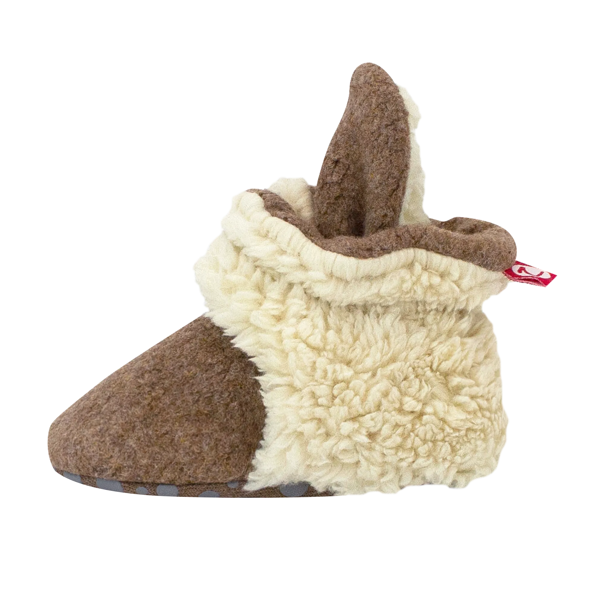 Cozie Furry Gripper Baby Booties - Heather Mocha