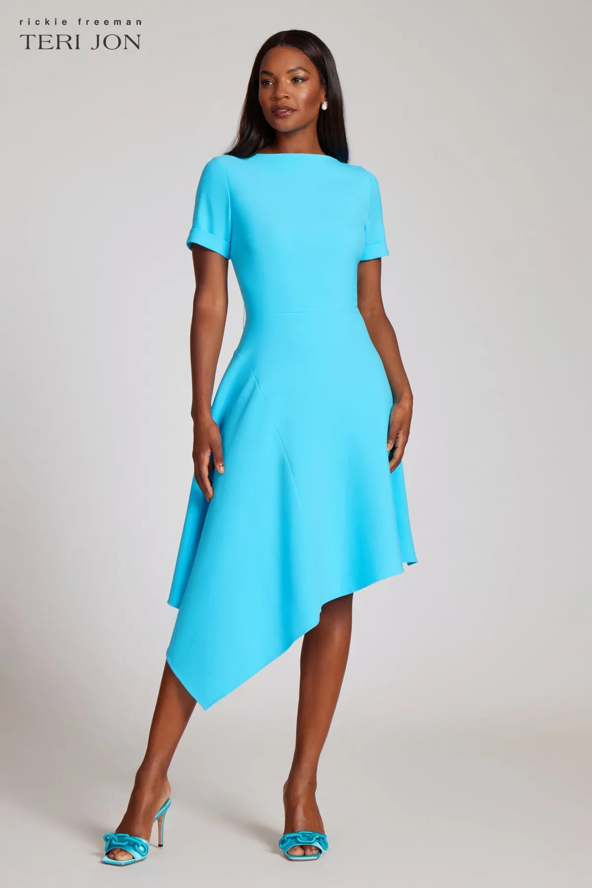 Crepe Asymmetrical Hem Dress