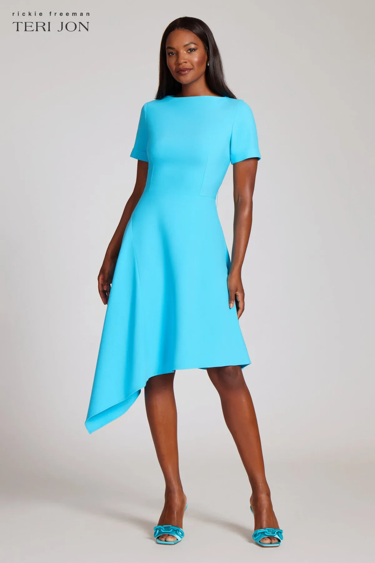 Crepe Asymmetrical Hem Dress