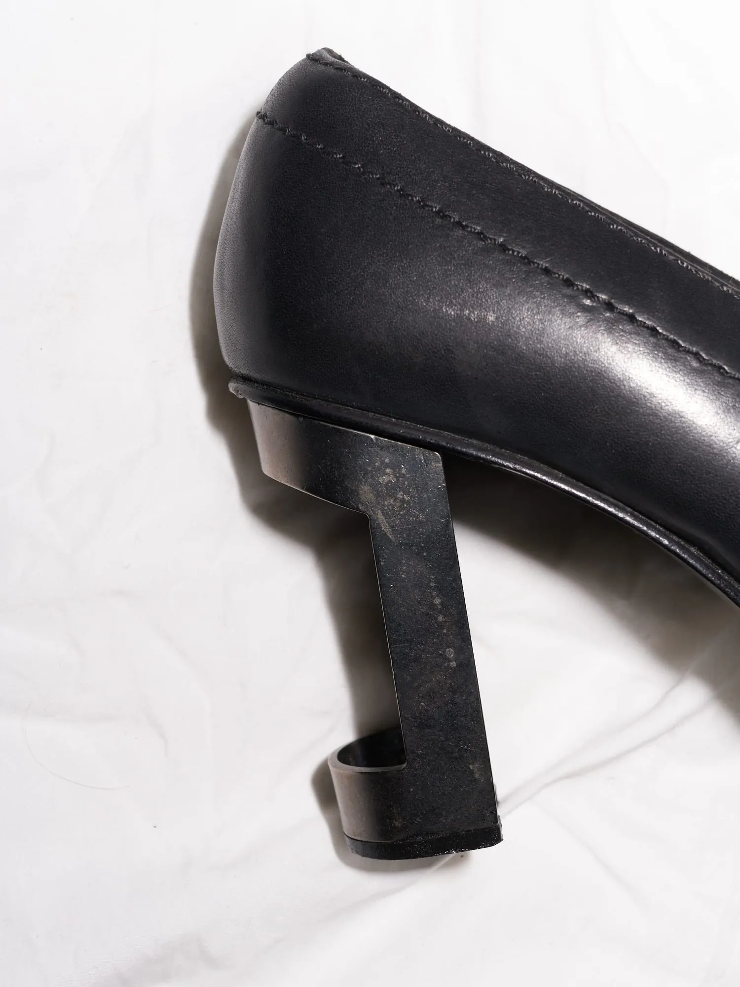 Dirk Bikkembergs 1990s black leather steel heel cutout high heel shoes - UK 4