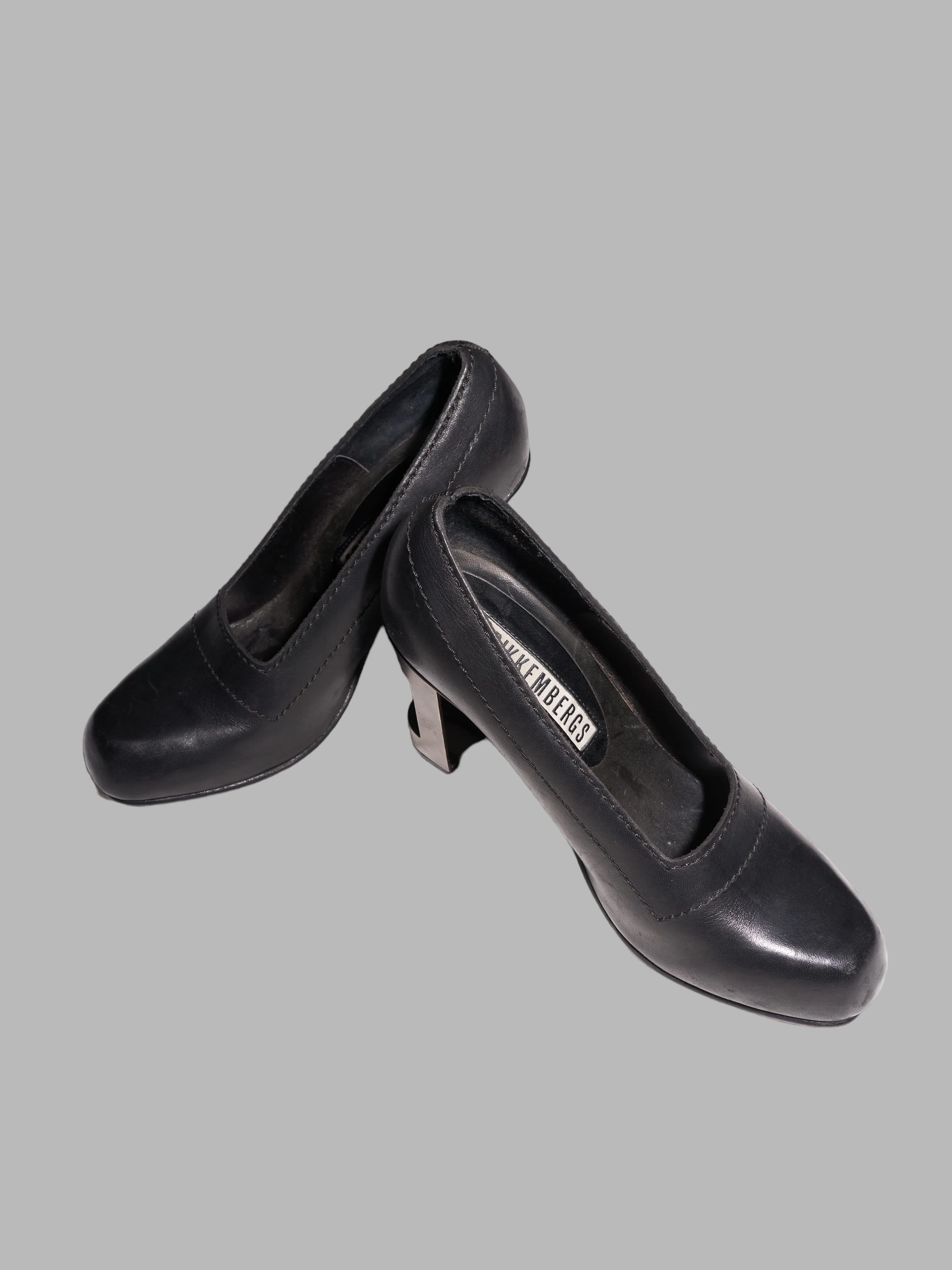 Dirk Bikkembergs 1990s black leather steel heel cutout high heel shoes - UK 4