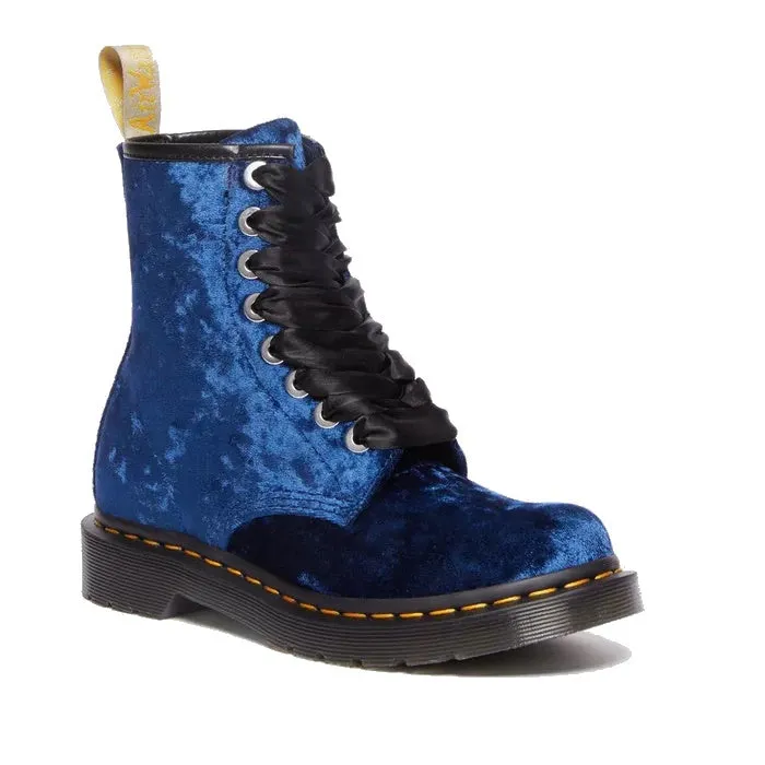 Dr Martens 1460 Vegan Blue Crushed Velvet 8 Eye Boot