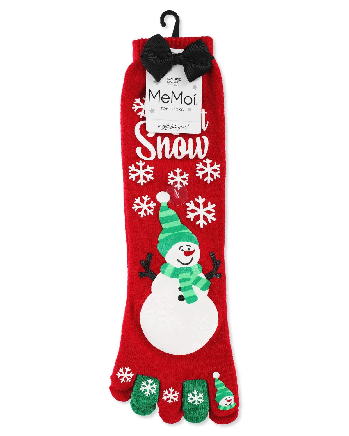 Festive Let It Snow Non-Skid Toe Socks