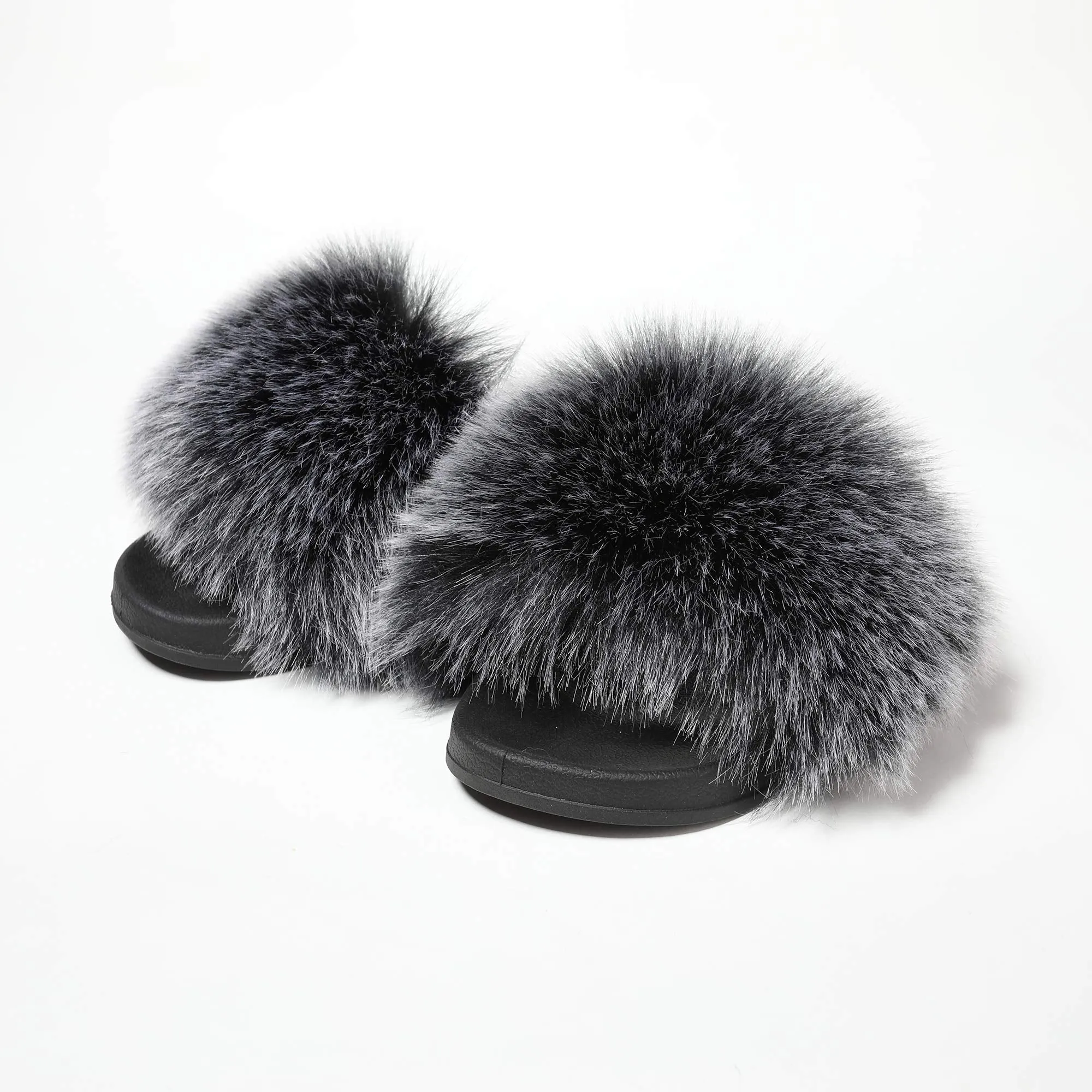 FS19S05 Faux Fur Slides Furry Slipper Sandals (Flat)