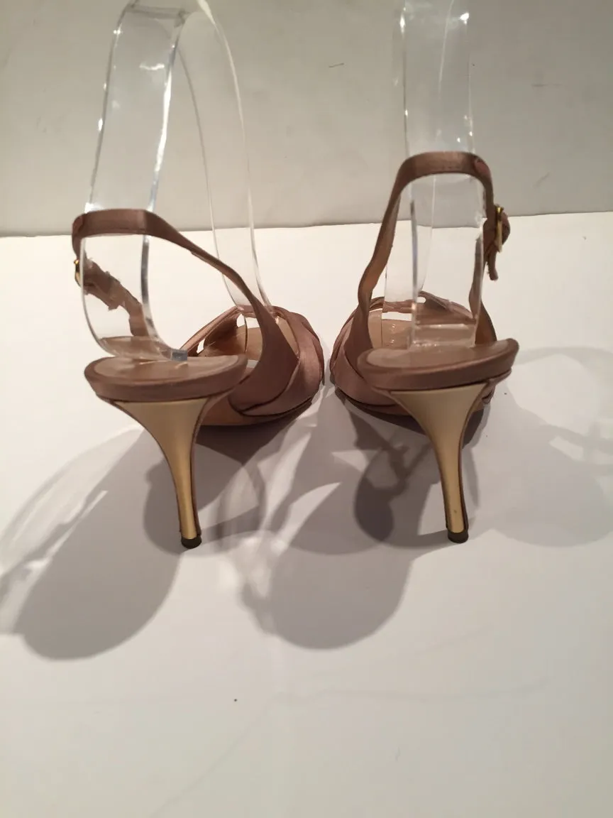 GIUSEPPE ZANOTTI Blush Pink Satin Slingback Heels Size 9