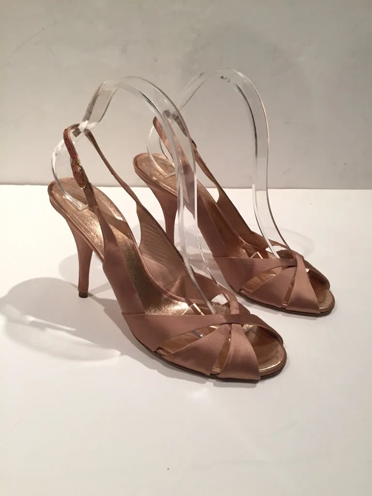 GIUSEPPE ZANOTTI Blush Pink Satin Slingback Heels Size 9