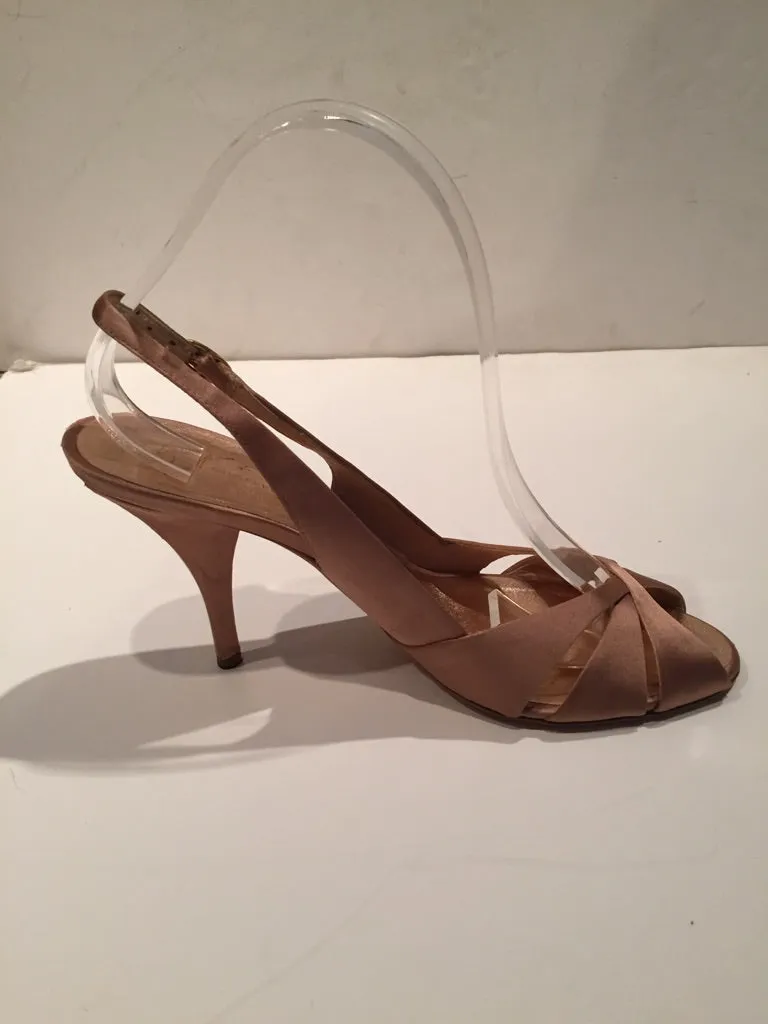 GIUSEPPE ZANOTTI Blush Pink Satin Slingback Heels Size 9