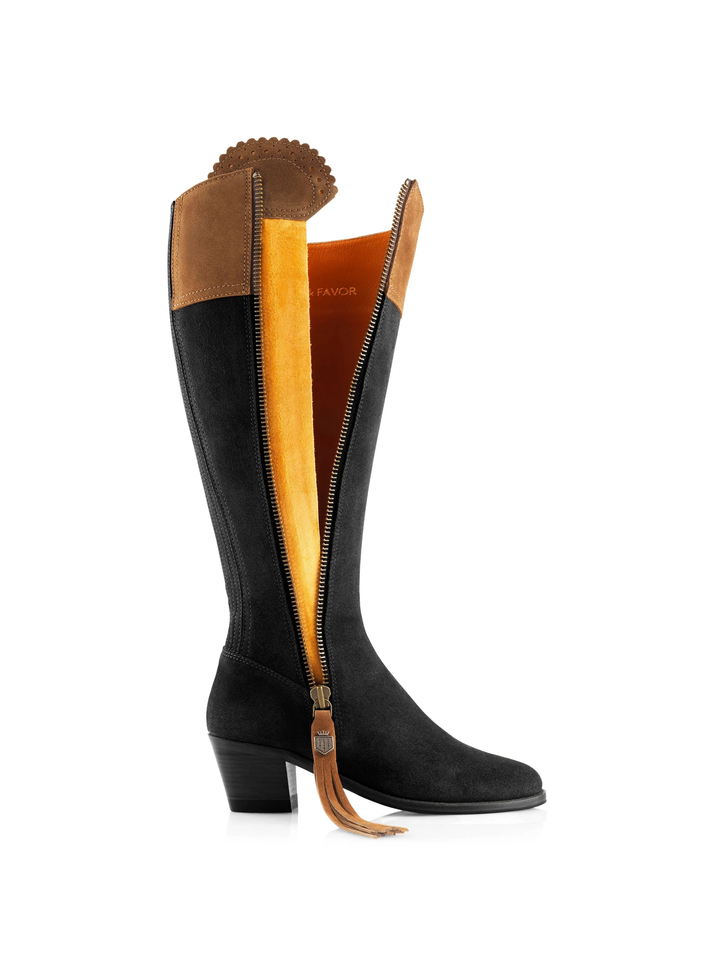 Heeled Regina (Sporting Fit) - Tan & Black Suede