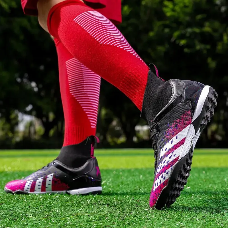 High Ankle Football Boots Superfly Sports Turf Futsal Indoor Soccer Shoes Cheap Rubber Sole Football Boots For Men OEM