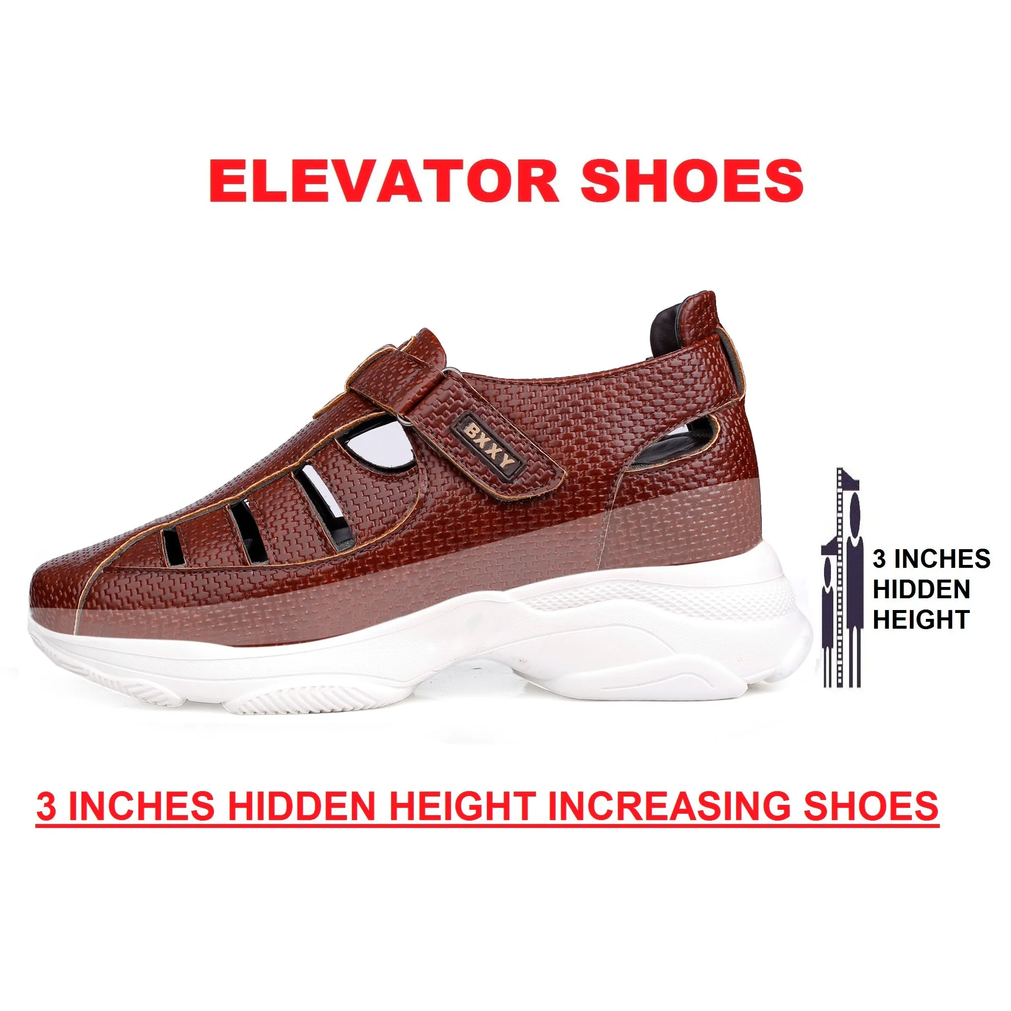 Men's 3 Inch Hidden Height Increasing Latest Casual Bxxy's Elevator Sandals