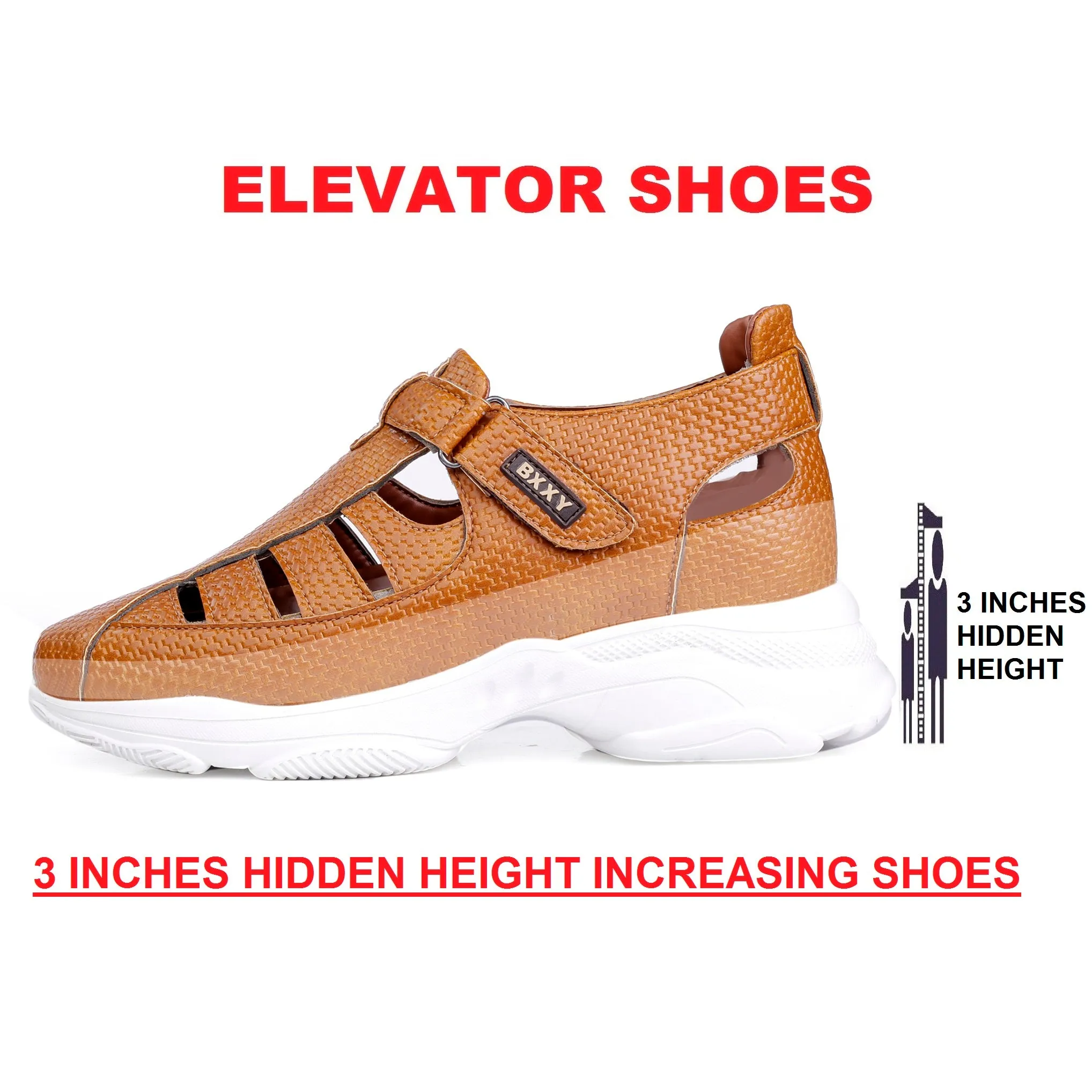 Men's 3 Inch Hidden Height Increasing Latest Casual Bxxy's Elevator Sandals