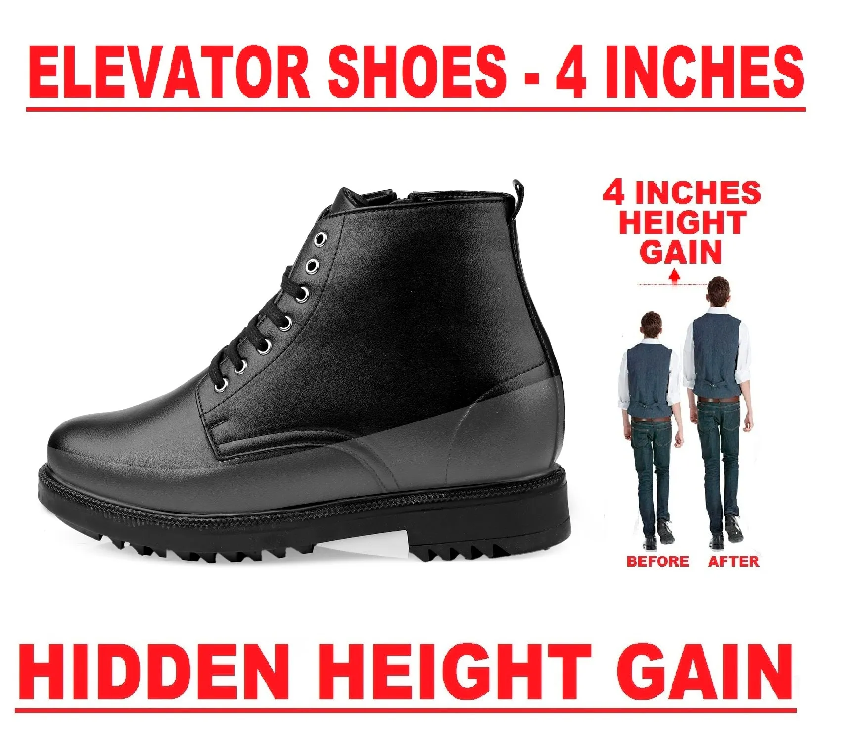 Men's 4 Inch Hidden Height Increasing Boot in Eva Sole