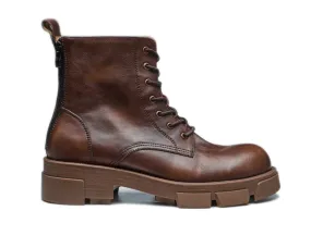 Men's Durable Leather Lace-Up Work Boots with Rugged Lug Sole