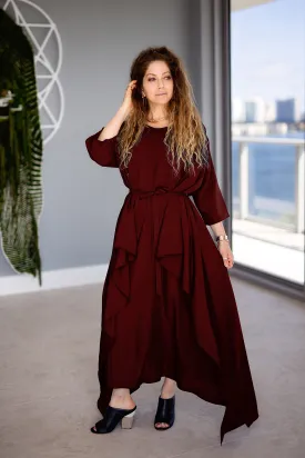 Momo Dress - Burgundy Crepe