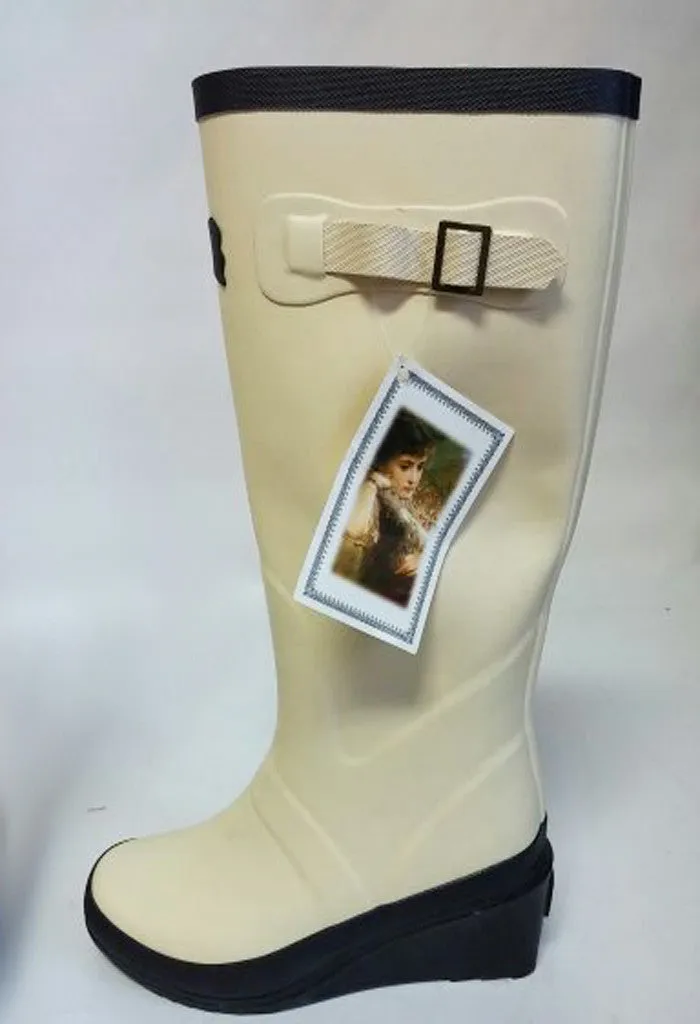 *NEW - VICTORIA TRADING COMPANY HOPELESS ROMANTIC RAIN & GARDEN BOOTS IN VANILLA ICE CREAM