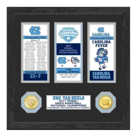 North Carolina Tar Heels 2017 Basketball Champions Coin Ticket Collection Framed