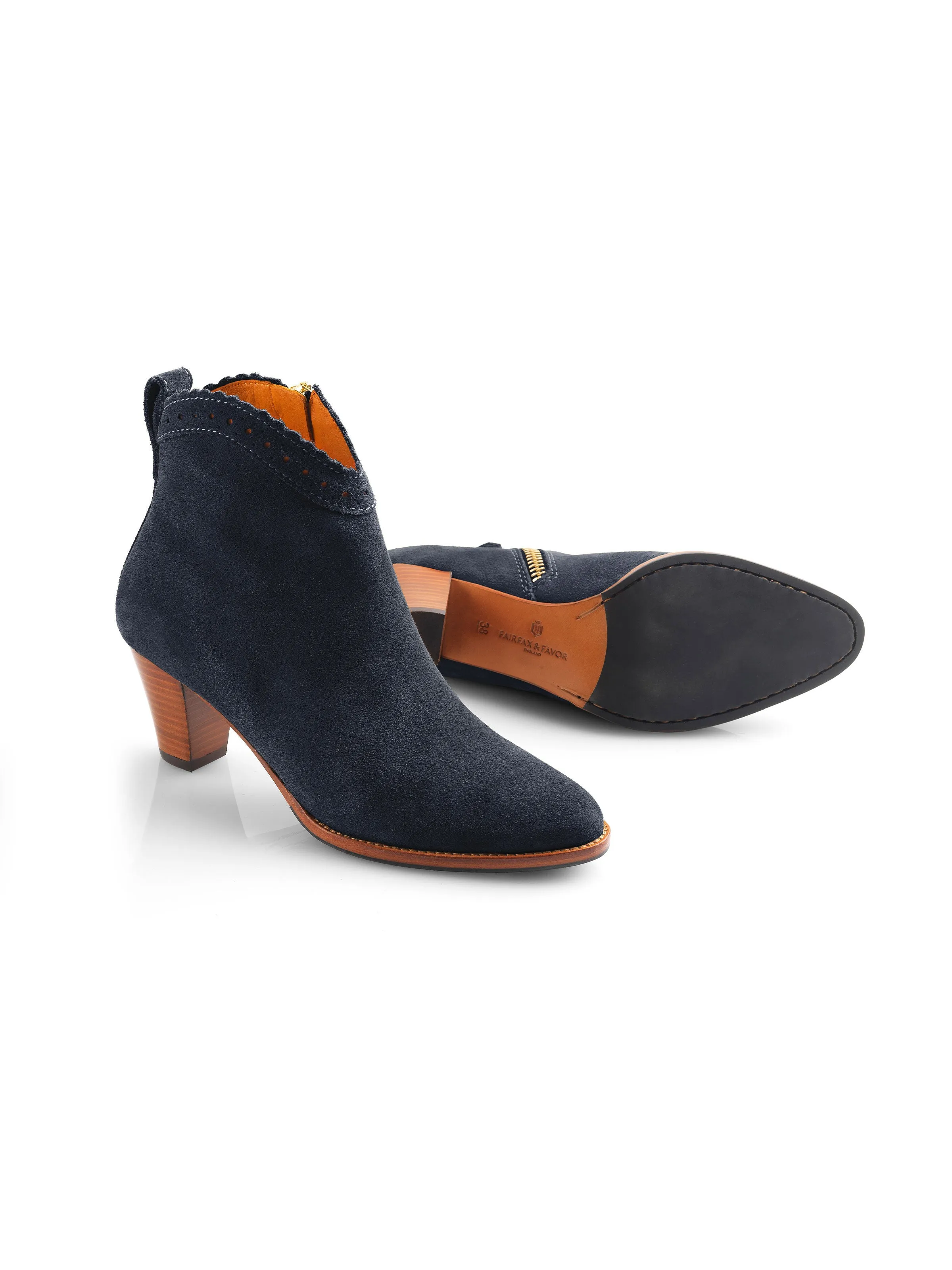 Regina Ankle Boot - Navy & Tan