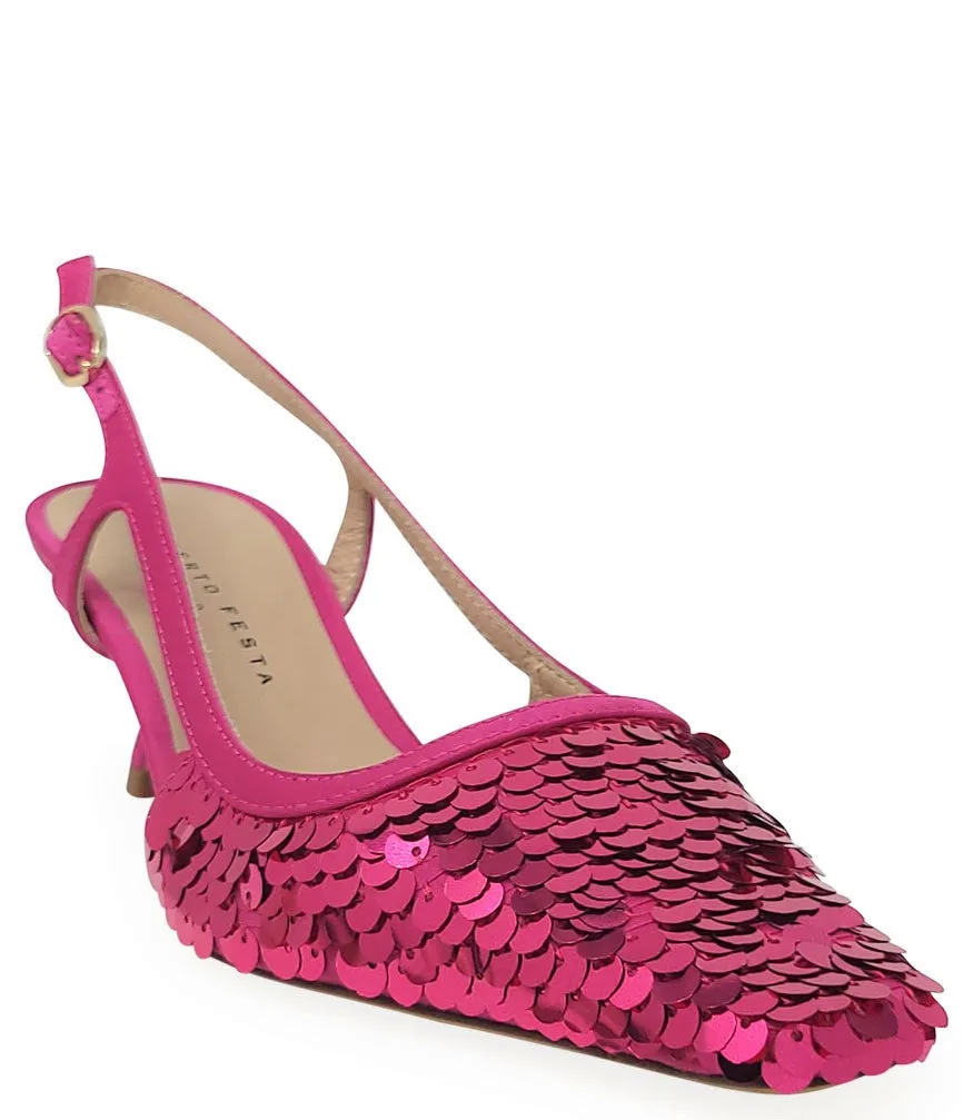 Roberto Festa Fuchsia Sequence Snip Slingback Heel