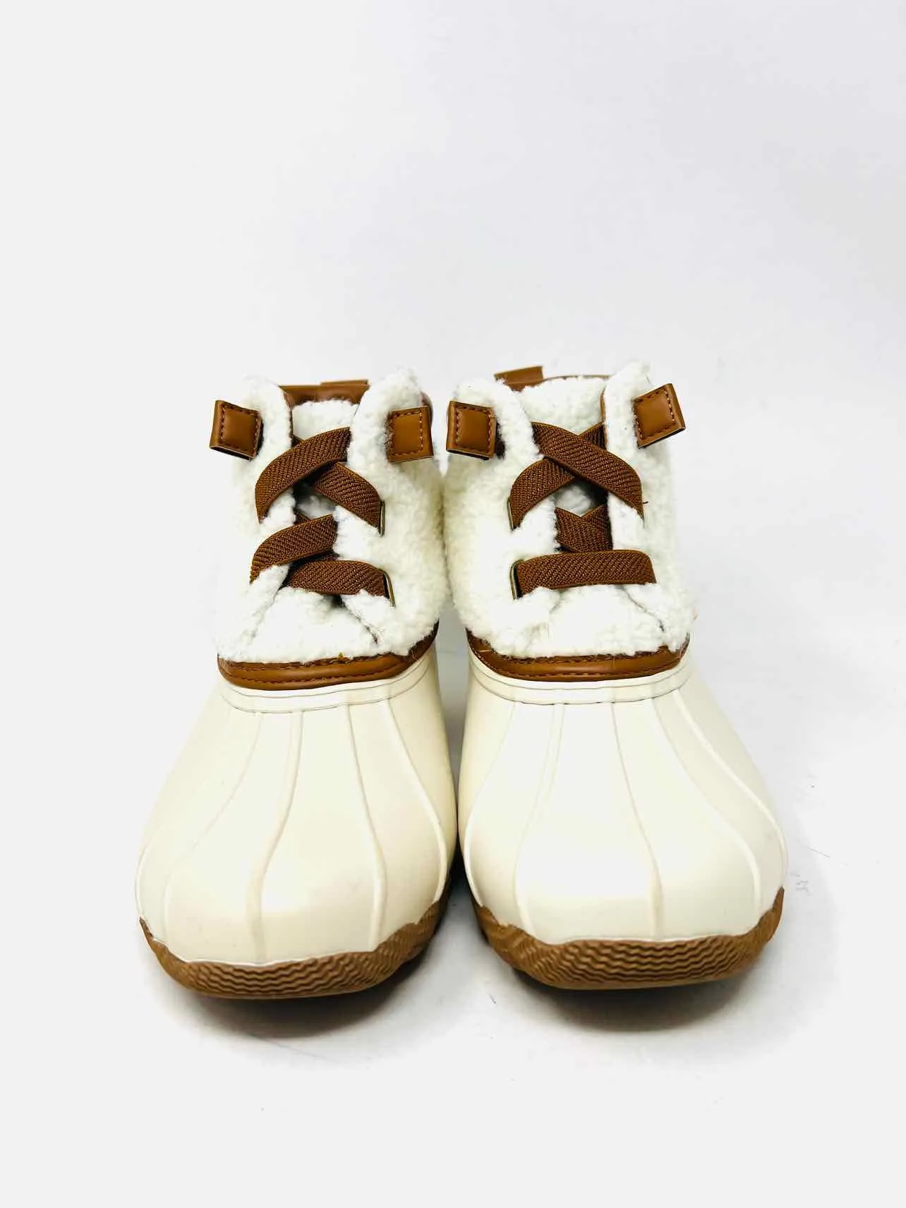 Skechers Size 8 White/Brown Sherpa Rubber Shoes Short Boots