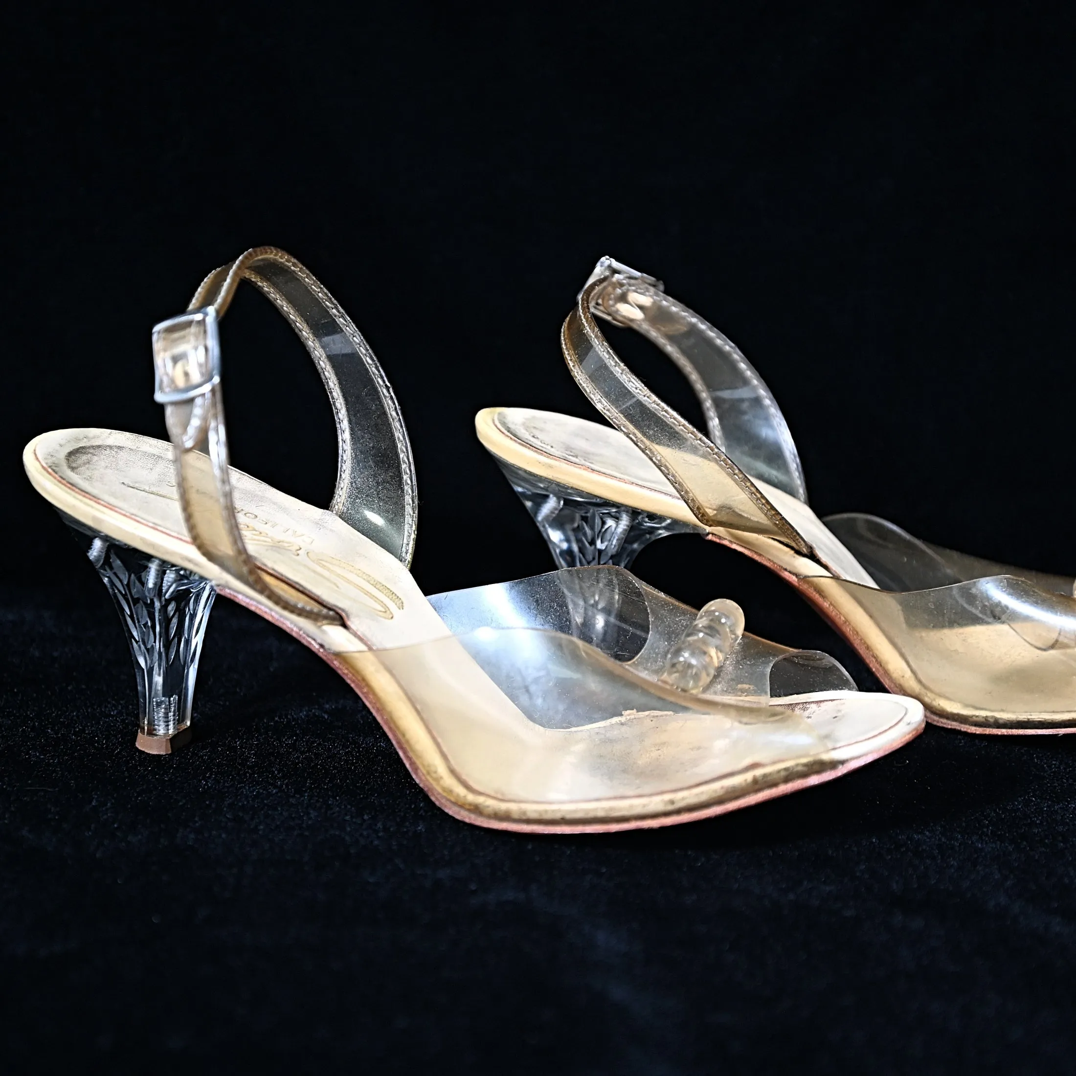 SOLD Vintage 50s Clear Vinyl & Carved Lucite Heels by Sbicca