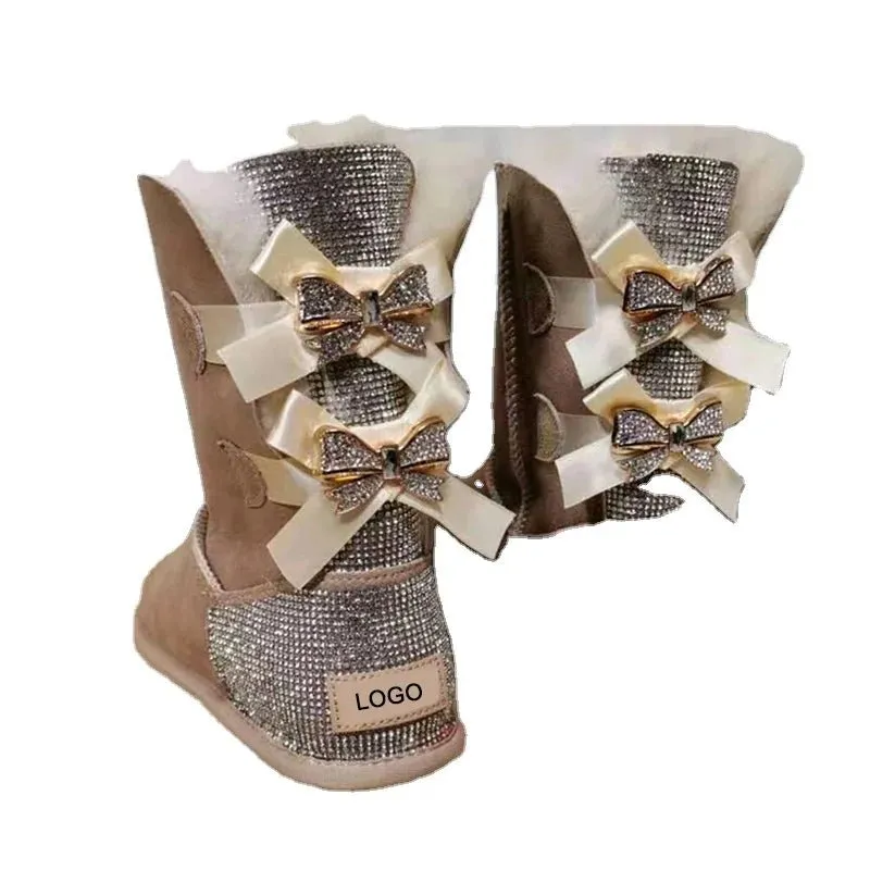 stylish winter boots for women in stock Sparkle with bow with jewel winter   boots