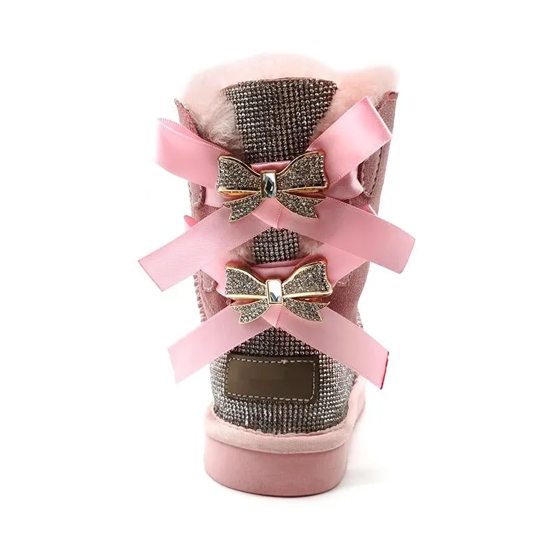 stylish winter boots for women in stock Sparkle with bow with jewel winter   boots