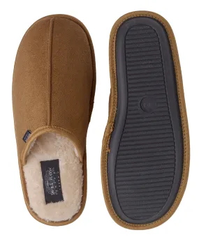 Tan Microsuede Mule Slippers