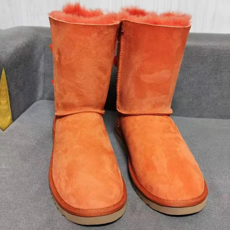 Warm winter boots outside  two Bow pretty  Women Boots, High Quality Warm snow boots in winter